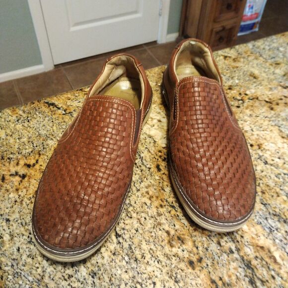 JOHNSTON MURPHY 251382 PF50 MCGUFFEY WOVEN SLIP ON MEN\'S SHOES 8 M TAN LEATHER main image 4
